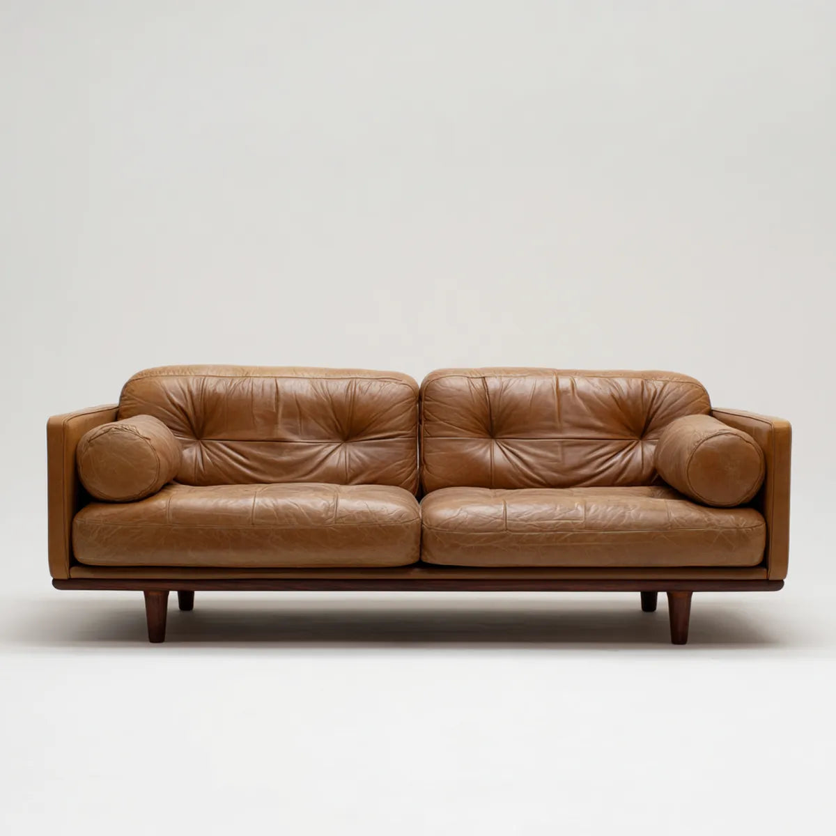 Divano 3 posti marrone in pelle PU con struttura rettangolare 210 x 90 x 85 cm