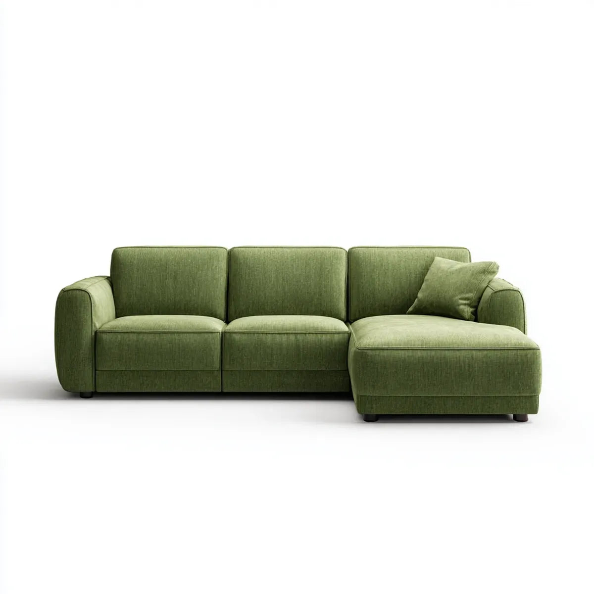 Divano angolare 3 posti verde oliva 285 x 160 x 85 cm in poliestere forma a L