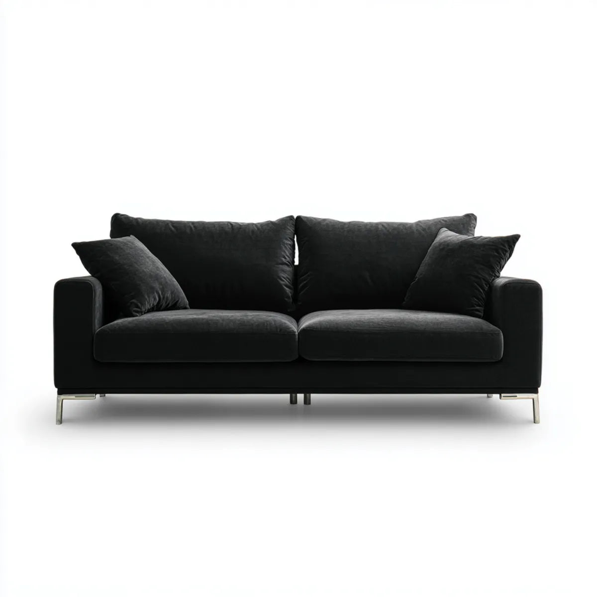 Divano 2 posti nero 180 x 90 x 85 cm in velluto di poliestere rettangolare
