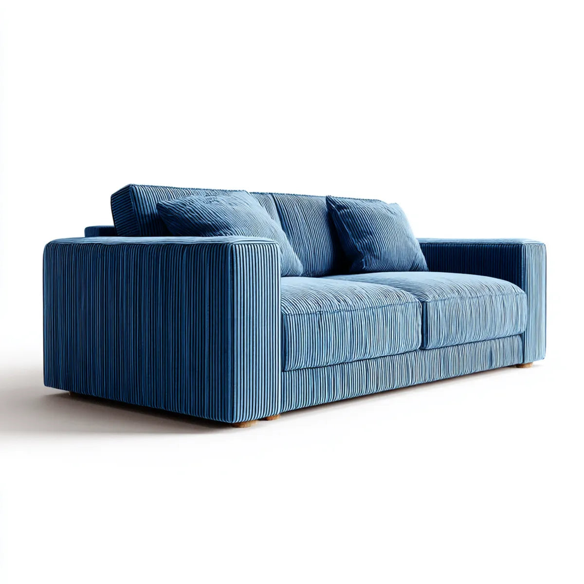 Divano 2 posti blu in velluto a coste di poliestere rettangolare 180 x 90 x 85 cm