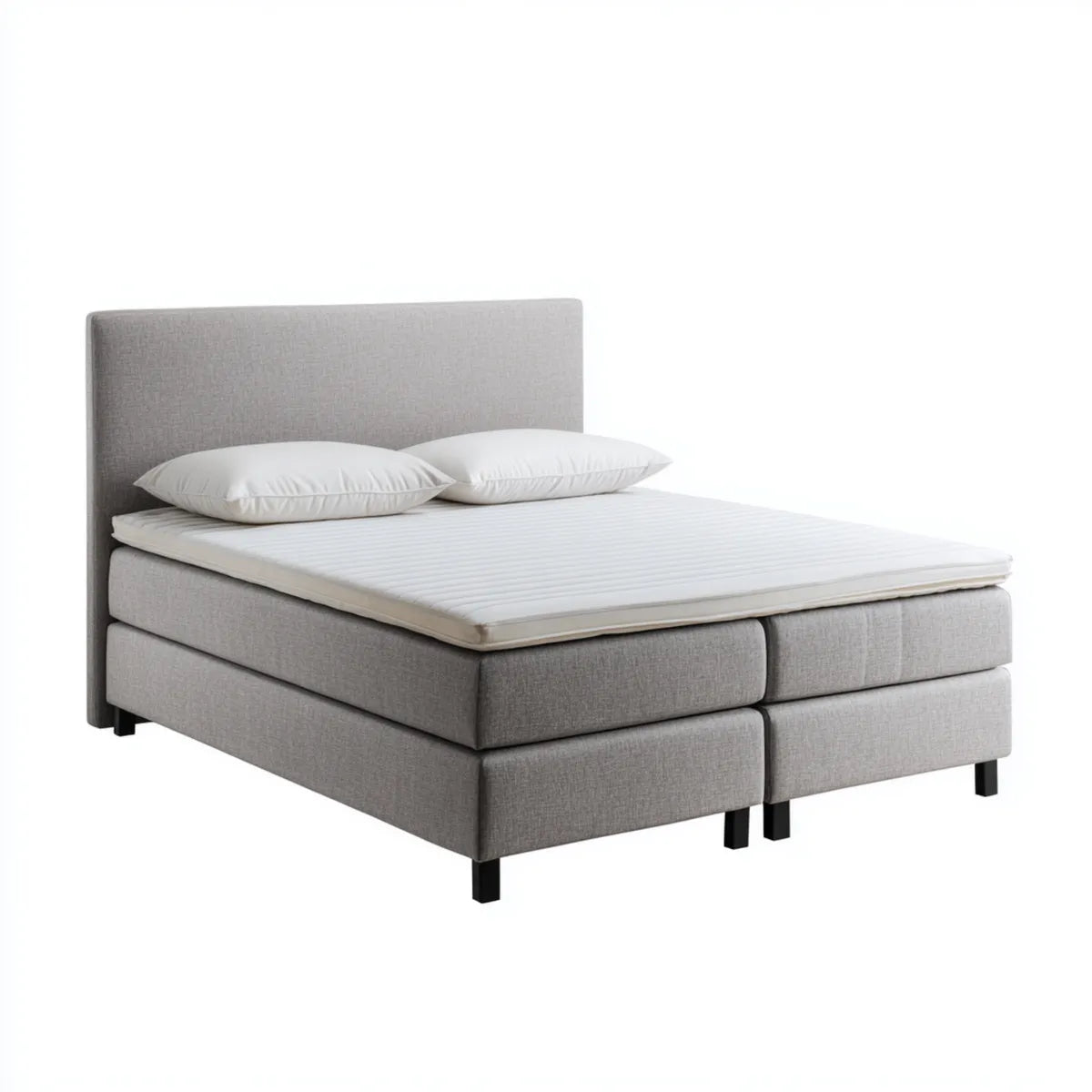Letto matrimoniale boxspring grigio chiaro 180 x 200 cm in poliestere rettangolare
