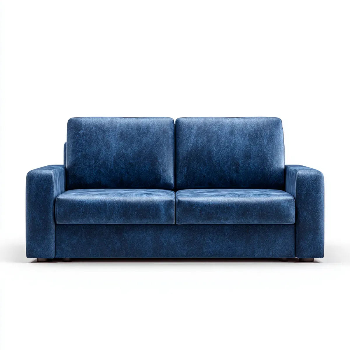 Divano 2 posti blu in velluto sintetico rettangolare 160 x 85 x 85 cm