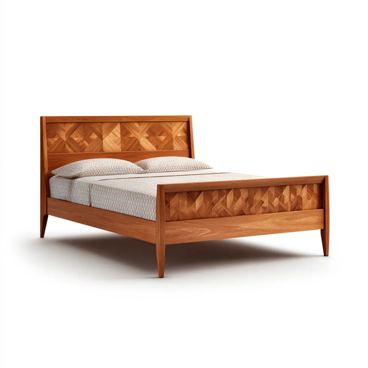 Letto matrimoniale in legno massello marrone 160 x 200 cm rettangolare