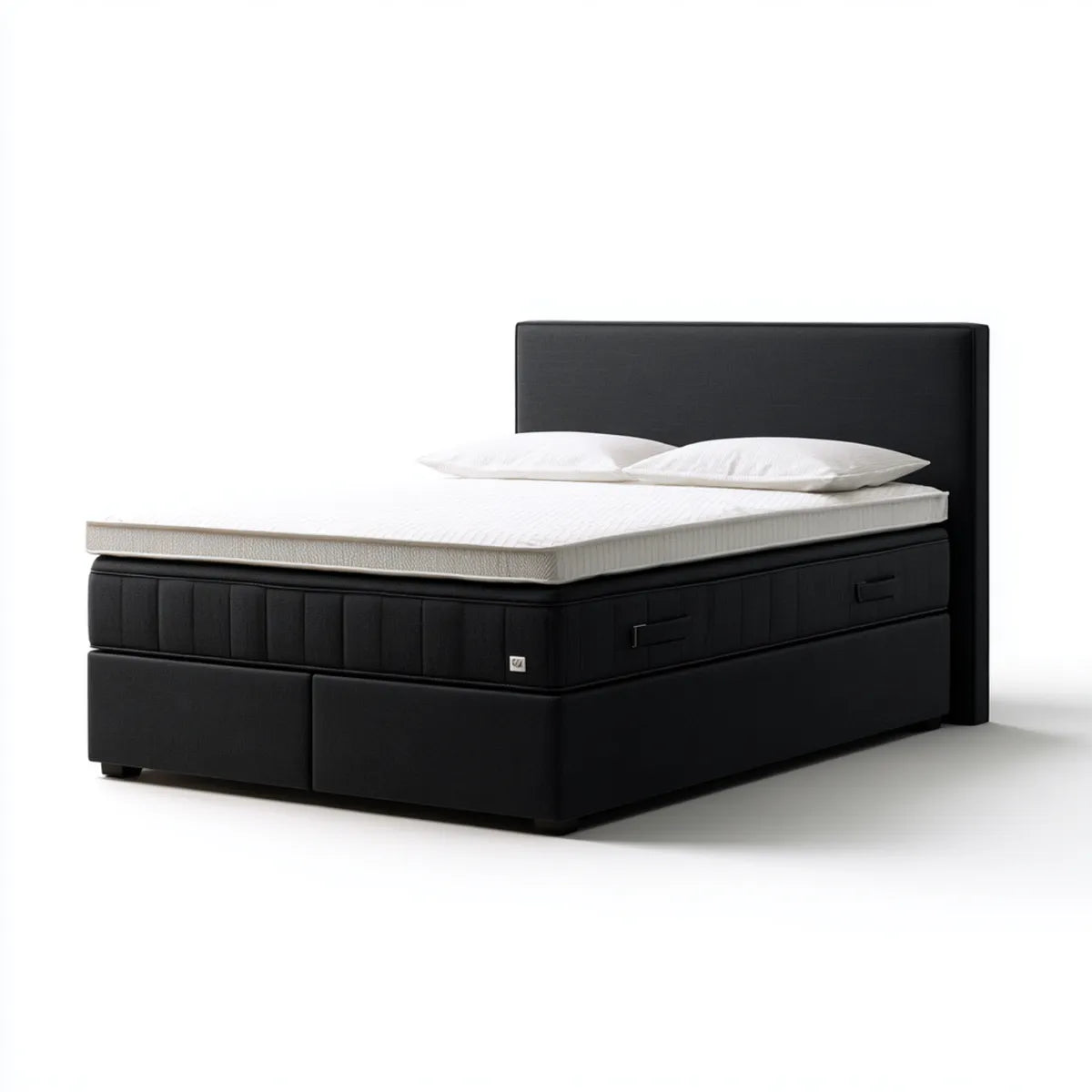 Letto matrimoniale boxspring nero con materasso 160 x 200 cm in similpelle rettangolare