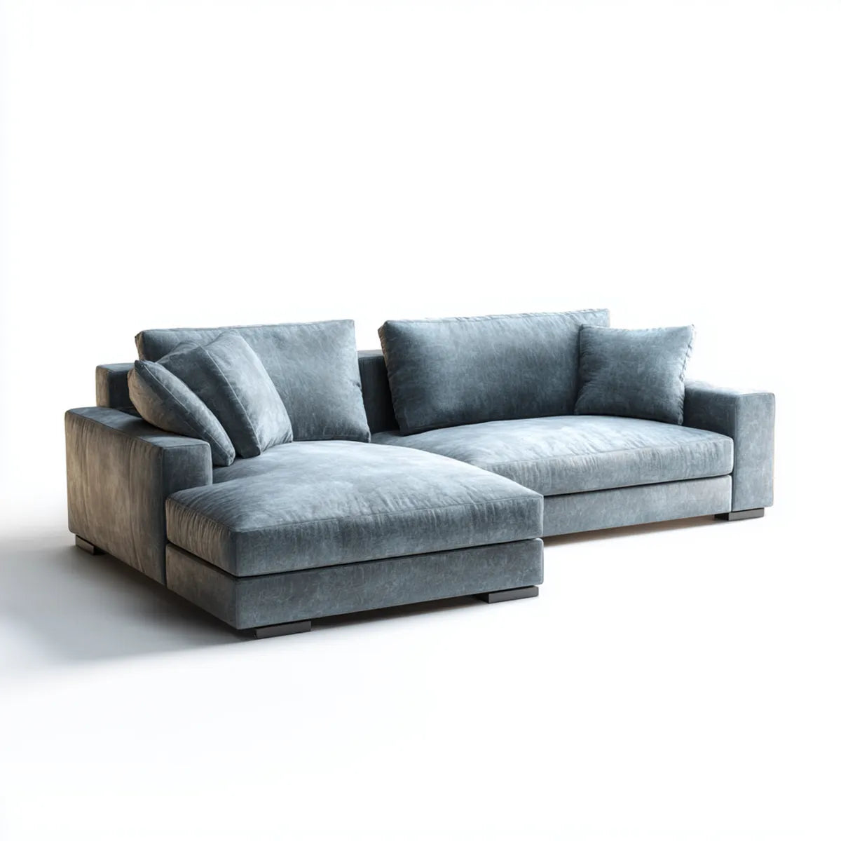 Divano angolare con chaise longue sinistra grigio ardesia 260 x 165 x 85 cm rivestimento in velluto di poliestere forma a L