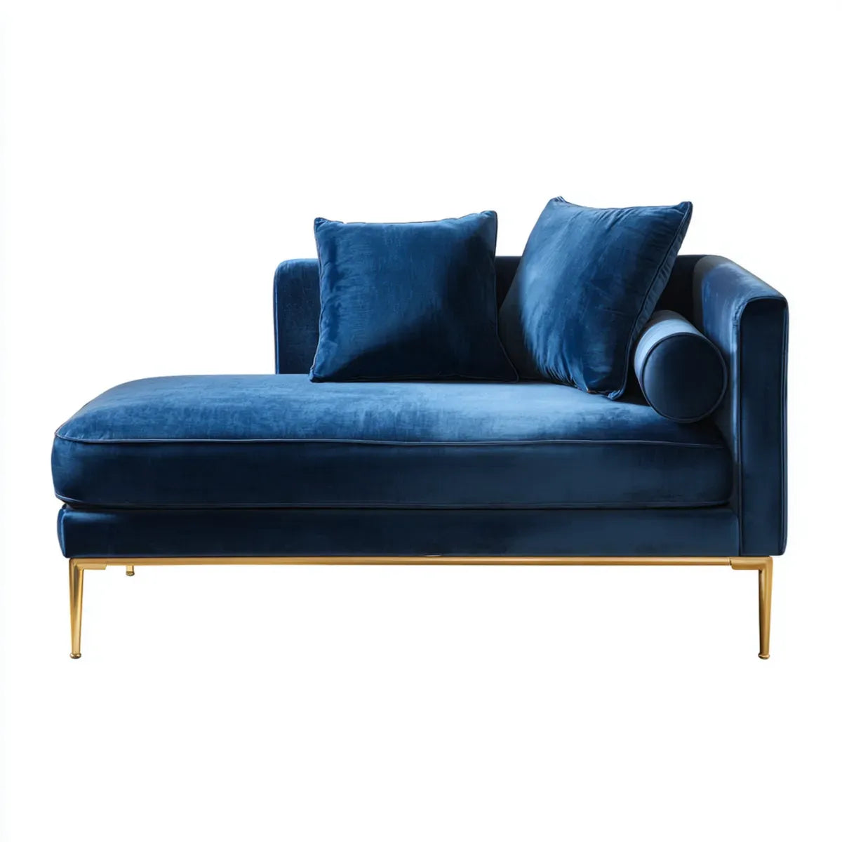Divano 2 posti blu navy in velluto di poliestere con piedi dorati rettangolare 150 x 85 x 82 cm