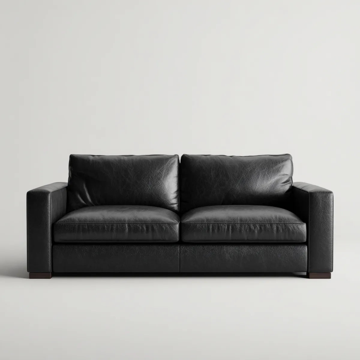 Divano 2 posti nero in pelle PU rettangolare 180 x 90 x 85 cm